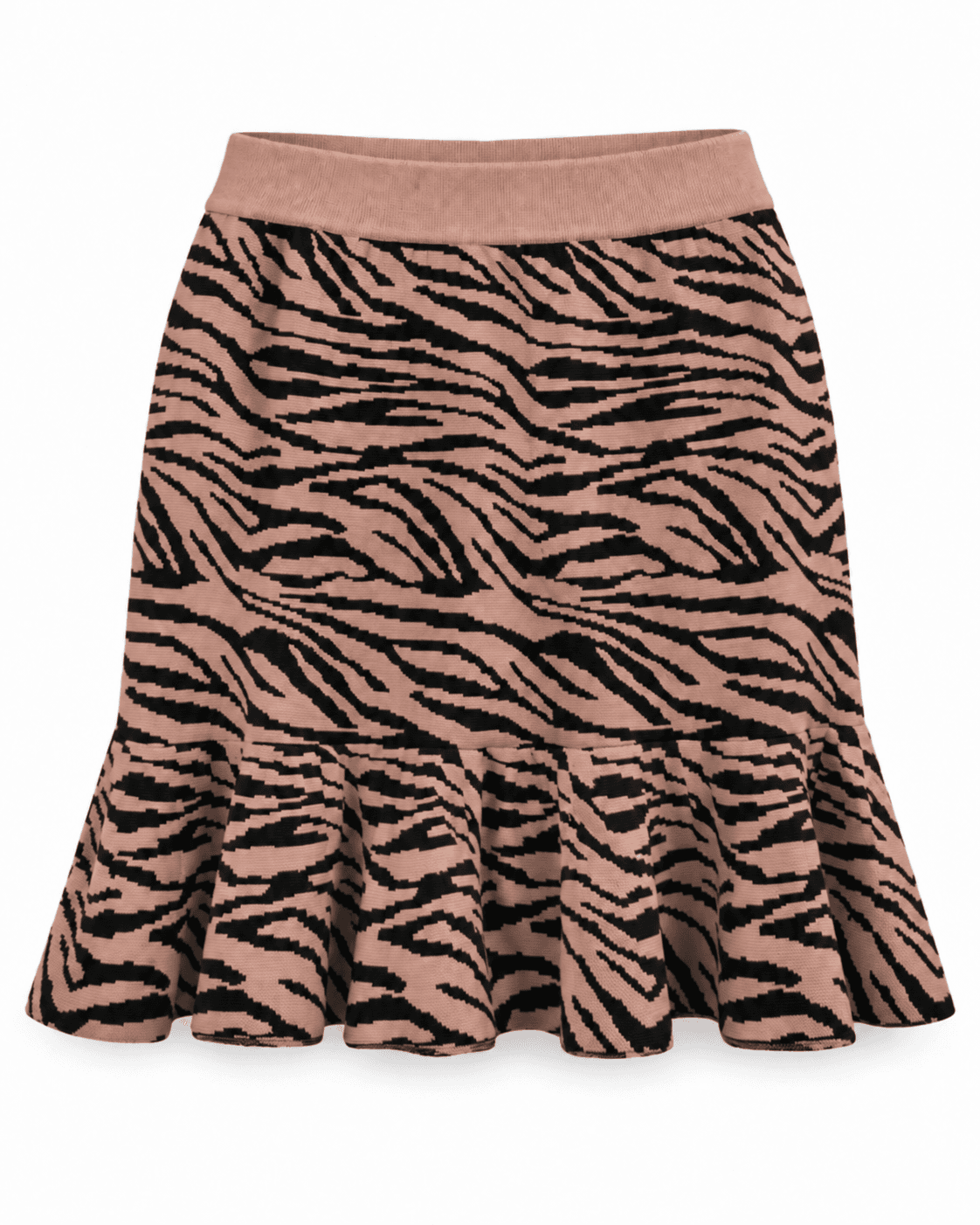 MAY Animal Print Rok met Volant in Zand