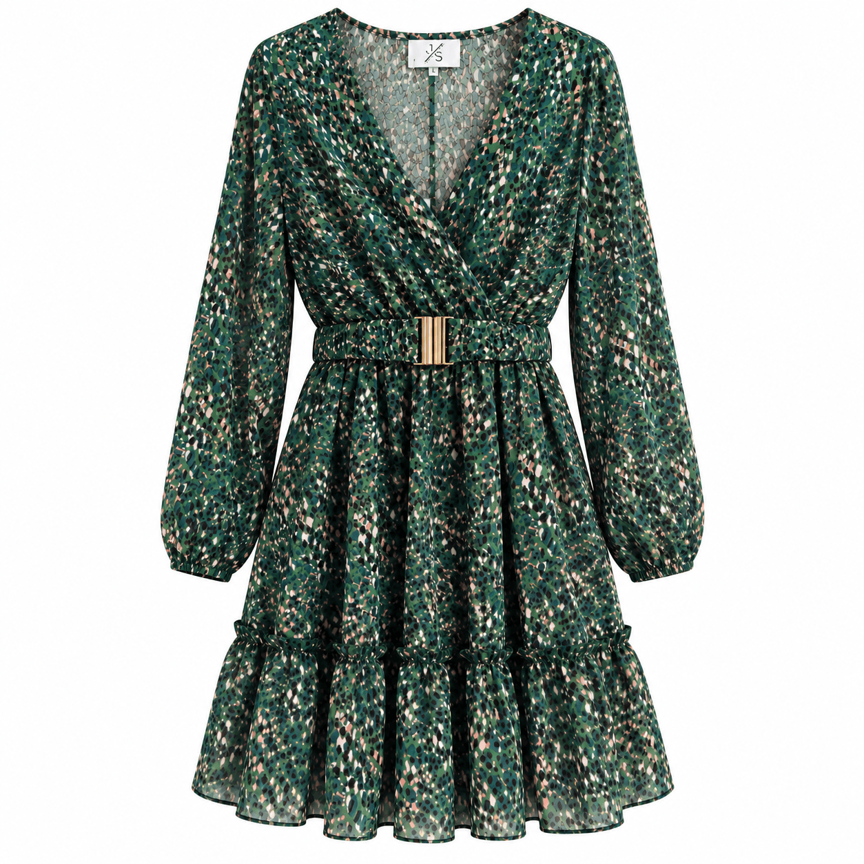 JS Millenium Print Jurk met Ceintuur in Groen